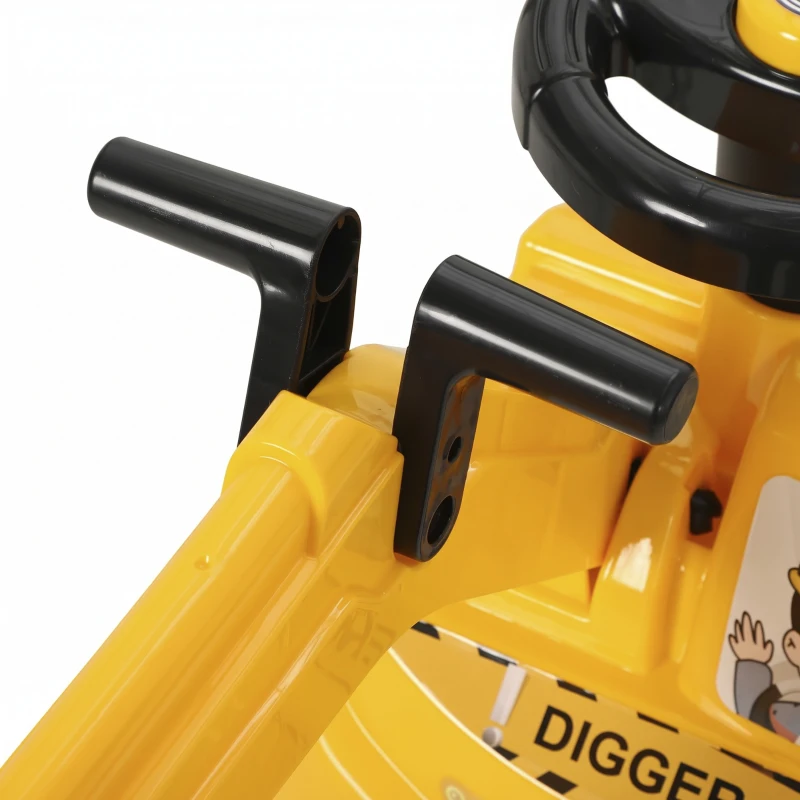 AIYAPLAY Ride On Tractor Digger, Toddler Excavator Toy Car with Adjustable Bucket, Horn, Under Seat Storage for Ages 1-3 Y Yellow