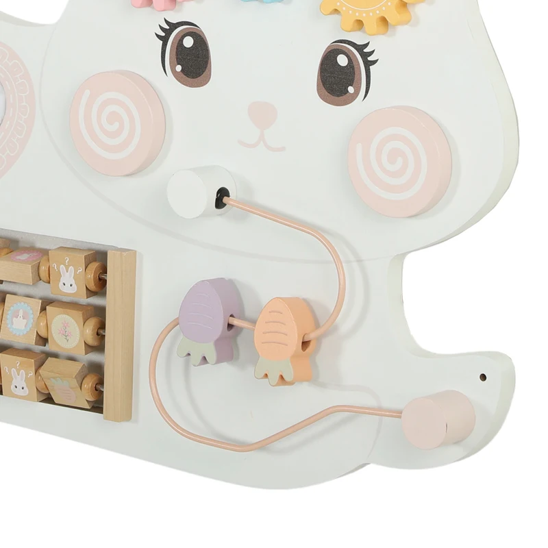 AIYAPLAY Easter Bunny Busy Board Panels, Montessori Wall-Mounted Toddler Learning Activity Centre for Living Room Kids Room White