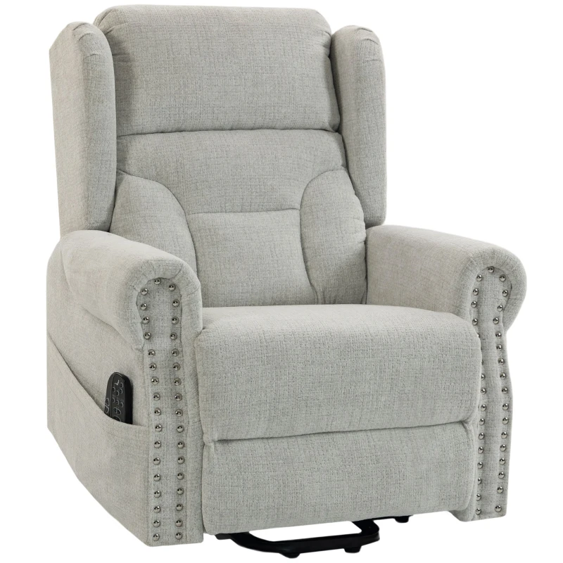 HOMCOM Riser Recliner Chair with Massage and Heat, Chenille Electric Power Lift Recliner Chair, Light Grey