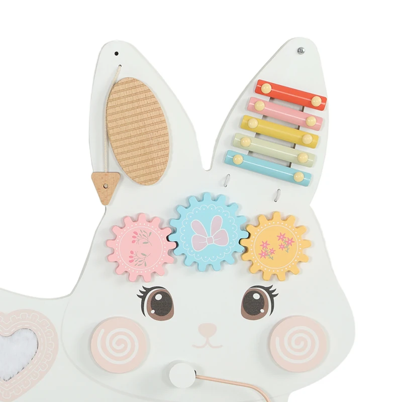 AIYAPLAY Easter Bunny Busy Board Panels, Montessori Wall-Mounted Toddler Learning Activity Centre for Living Room Kids Room White