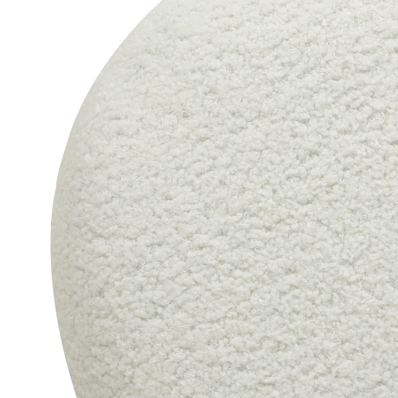 HOMCOM Repose pied salon, tabouret ottoman rond rembourré en peluche Teddy, pour chambre à coucher, entrée, Ø 40 x 45 cm, blanc