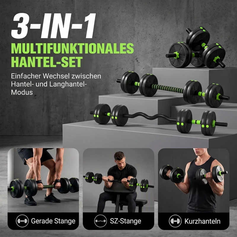 SPORTNOW Hantelset verstellbar 15 KG Kurzhantel Set Kurzhanteln Langhanteln Hanteln Set für Krafttraining