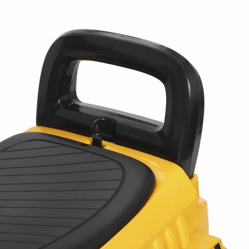 AIYAPLAY Porteur Enfant Rouleau Compresseur, Rouleau avant Relevable, Volant, Klaxon, Rangement sous Siège, 95x29x41cm, Jaune