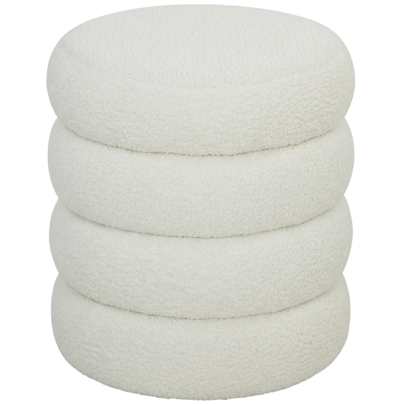 HOMCOM Hocker, rund, Teddyfleece, bis 120kg, Φ40x45H cm, Weiß