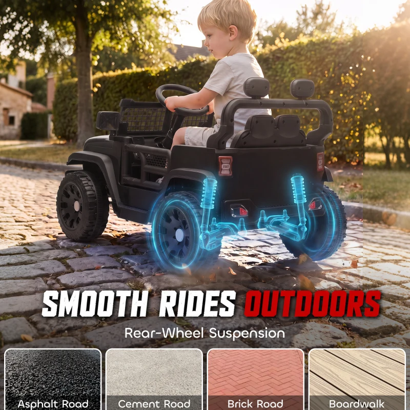 AIYAPLAY Voiture Électrique Enfants 12V, Buggy Électrique Enfants, 2-4 km/h, 2 Moteurs, Télécommande, Batterie Lithium, Noir