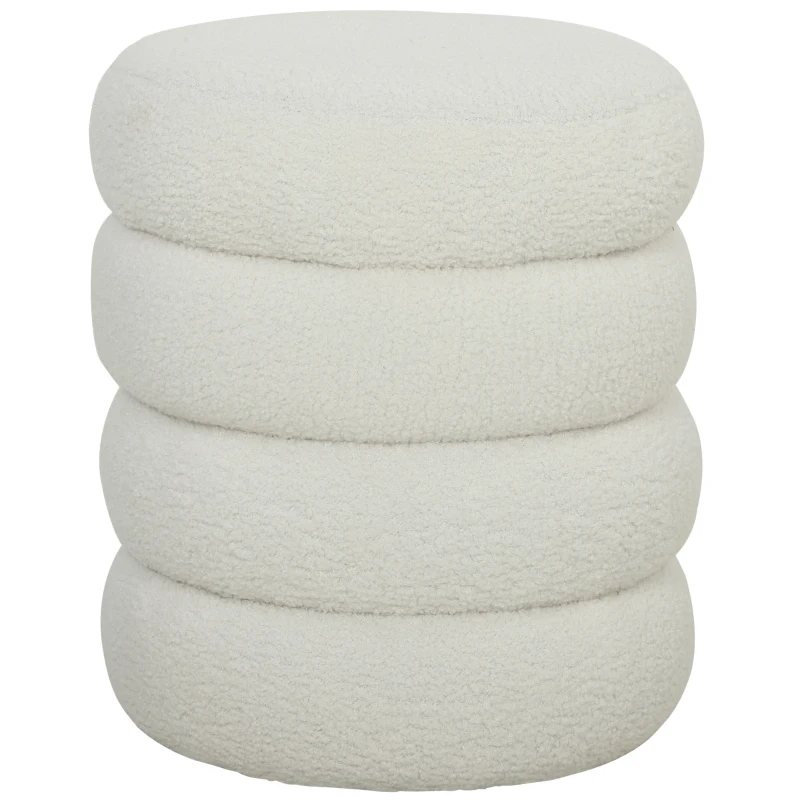 HOMCOM Hocker, rund, Teddyfleece, bis 120kg, Φ40x45H cm, Weiß