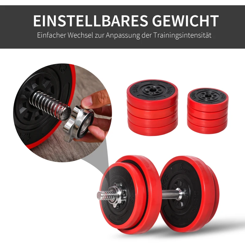 HOMCOM Halterset verstelbaar 20 kg barbell & dumbbell fitness oefening thuis