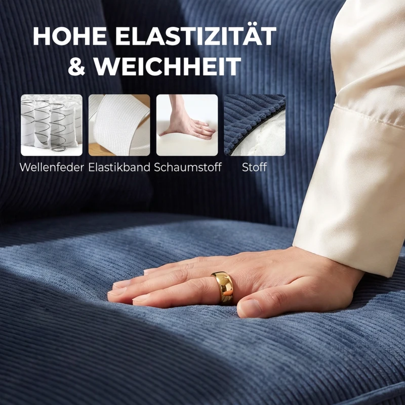 HOMCOM Moderne fauteuil, gestoffeerde accentstoel met lendekussen, blauw