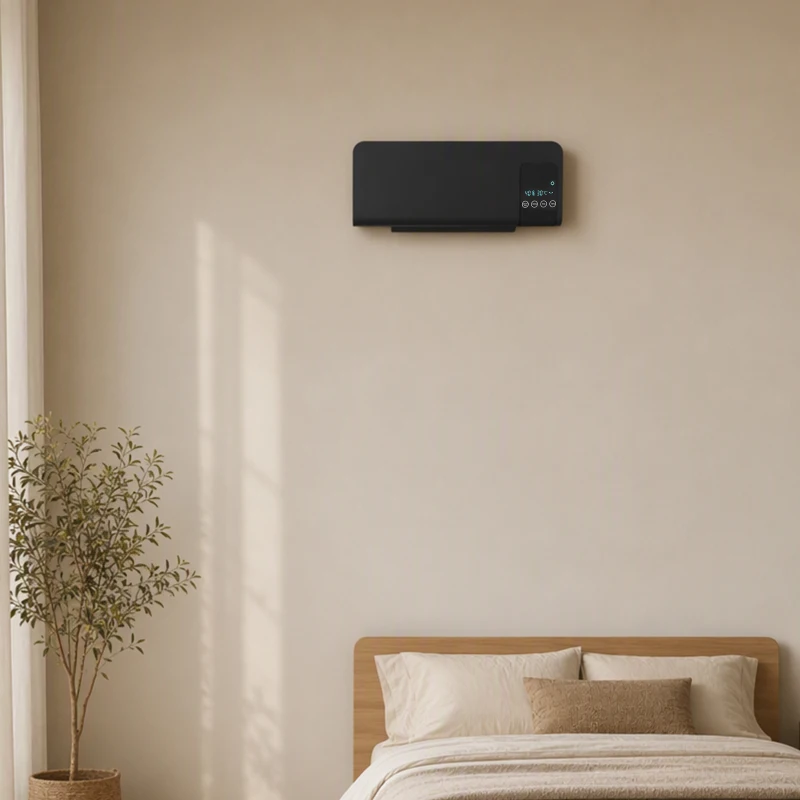 HOMCOM Elektro-Heizung, Wandmontage, Schwingfunktion, 2 Modi, Timer, LED-Anzeige, Schwarz