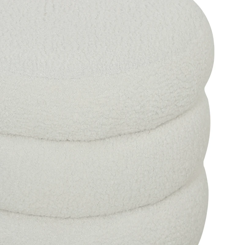 HOMCOM Repose pied salon, tabouret ottoman rond rembourré en peluche Teddy, pour chambre à coucher, entrée, Ø 40 x 45 cm, blanc