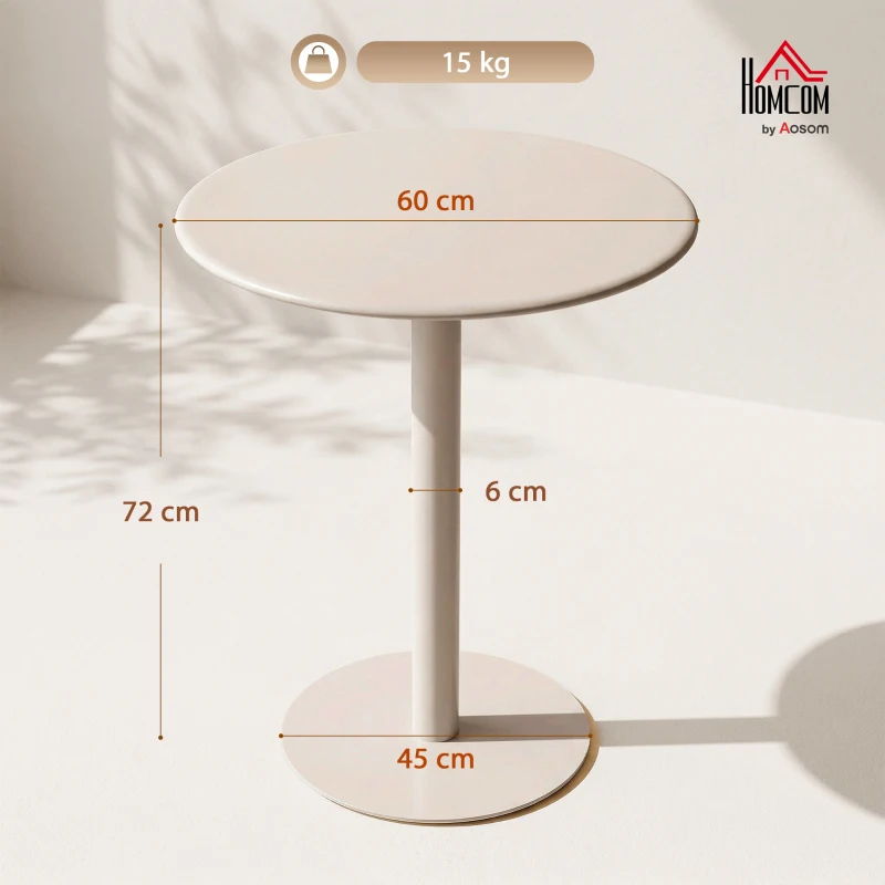 HOMCOM Runder Küchentisch für 2 Personen mit Stahlgestell, platzsparend, 60 x 60 x 72 cm, Beige