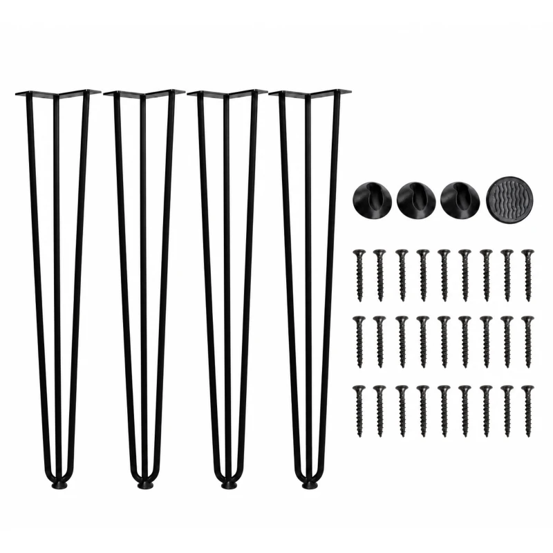 HOMCOM Tischbein-Set, 4 Stahl-Tischbeine, Gabel-Design, 40 kg belastbar, Schwarz