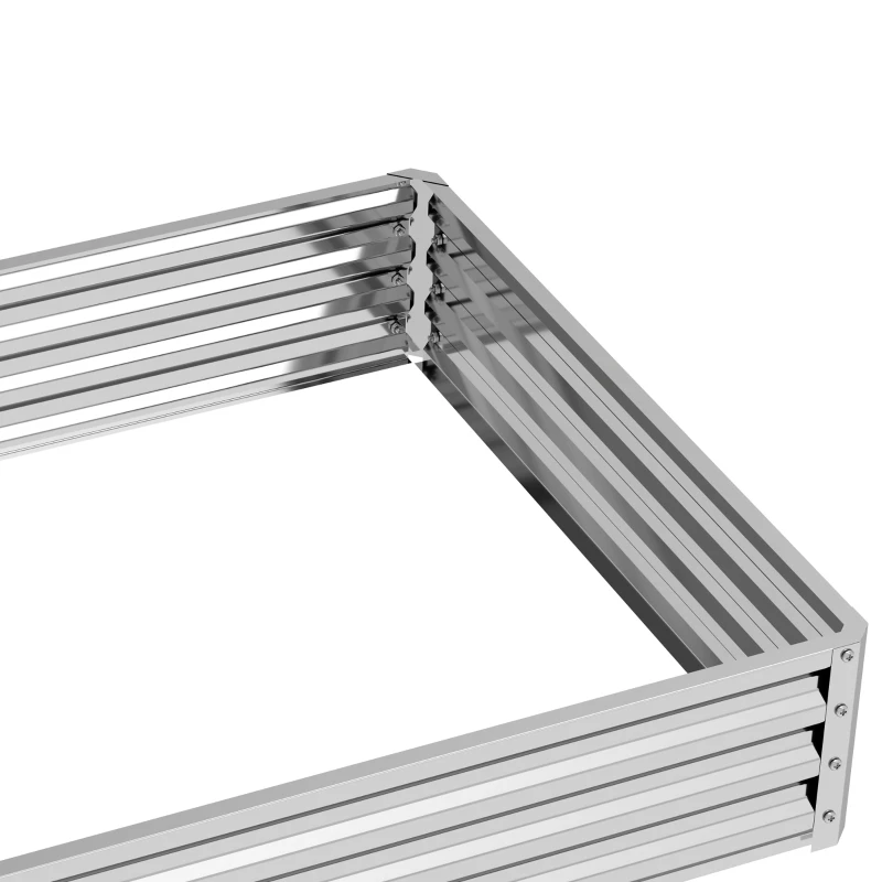Outsunny Square Raised Garden Bed Box with Weatherized Steel Frame for Vegetables, Flowers, & Herbs, 120 x 120 x 30cm, Silver Tone