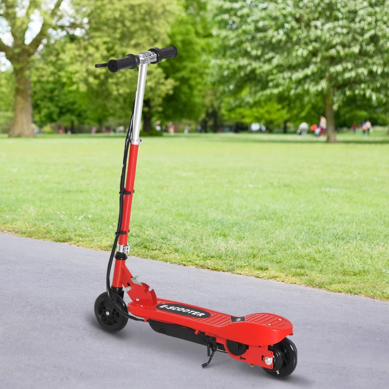 HOMCOM Trotinete Elétrica para Crianças + 7 Anos trotinete Dobrável com Altura Ajustável Bateria Recarregável 24V Velocidade até 12 km/h e Carga 50 kg 74x36x73-91 cm Vermelho