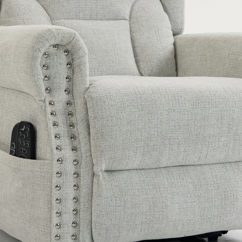 HOMCOM Riser Recliner Chair with Massage and Heat, Chenille Electric Power Lift Recliner Chair, Light Grey