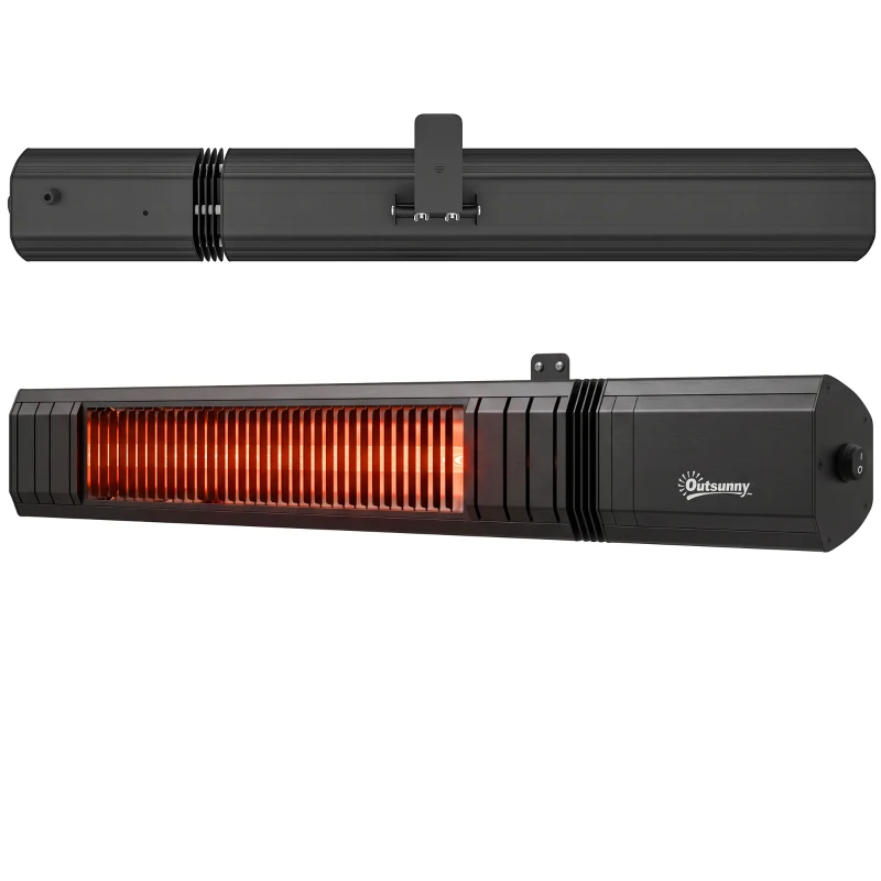 Outsunny 2000 W Electric Infrared Patio Heater, IP65 Outdoor Garden Heater with APP/Touch/Remote Control, 9 Heat Settings, Black