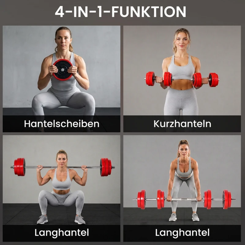 HOMCOM Halterset verstelbaar 20 kg barbell & dumbbell fitness oefening thuis