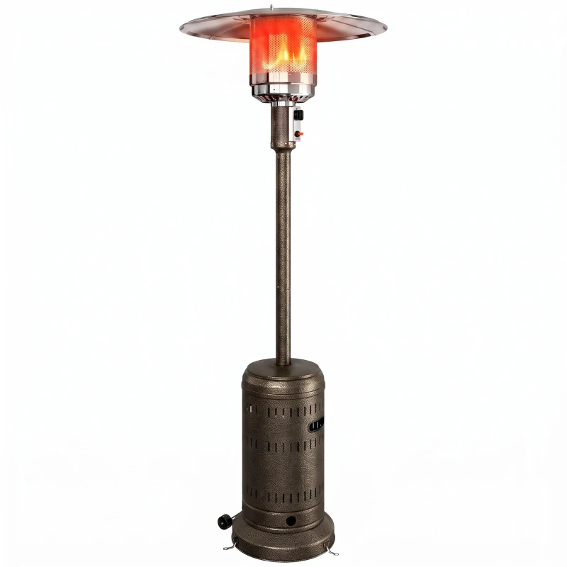 Outsunny Chauffage Extérieur Terrasse Portable 13 kW, Niveaux de Chauffe Réglables, Anti-Basculement, 82x82x223cm, Marron Foncé