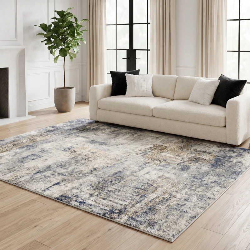 HOMCOM Vloerkleed van polyester met modern artistiek patroon, wasbaar, grijs