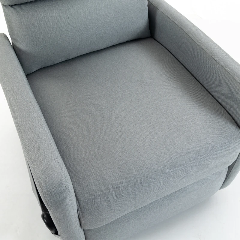 HOMCOM Elektrische relaxfauteuil met sta-op-hulp, afstandsbediening, zacht schuim, zijvak, linnenlook, grijs