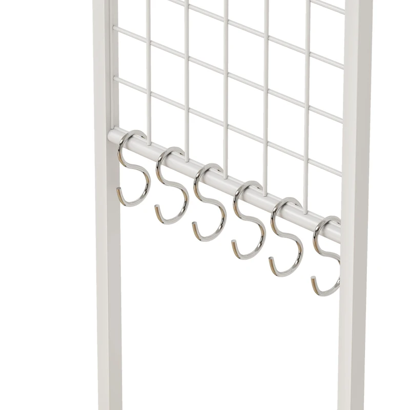 HOMCOM Porte-Manteau 4 en 1, Meuble d'Entrée avec 7 Tiroirs Pliables en Tissu, 14 Crochets et Panneau Grillagé, Chêne