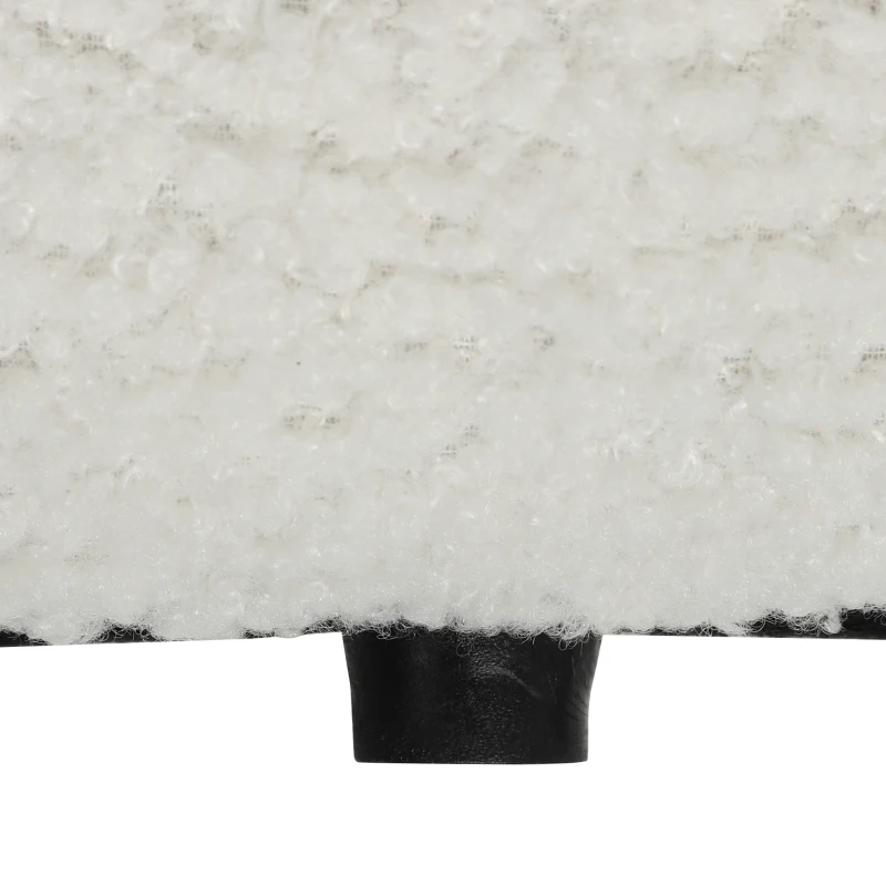 HOMCOM Repose pied salon, tabouret ottoman rond rembourré en peluche Teddy, pour chambre à coucher, entrée, Ø 40 x 45 cm, blanc