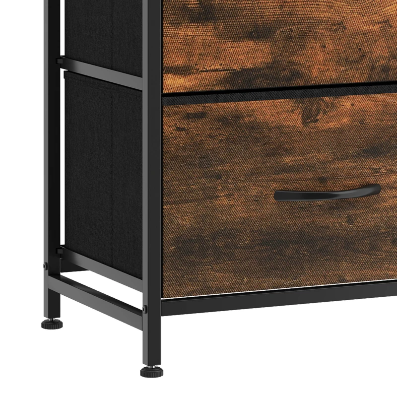 HOMCOM Chest of Drawers, Dresser for Bedroom with 8 Fabric Drawers, Tall Storage Unit w/ Side Storage Bag, Rustic Brown
