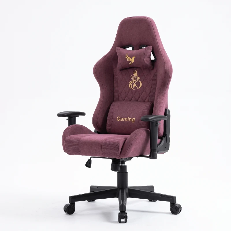 Chaise gaming avec repose-pieds, en similicuir respirant, réglable en hauteur avec vérin à gaz, pivotante, 70x70x135 cm, rouge