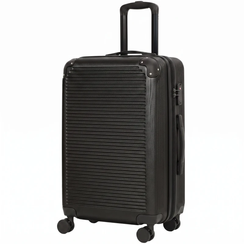 HOMCOM Troler Rigid Mediu 68L, Extensibil, ABS, 4 Roți Pivotante, Colțuri de Protecție, 66 x 43 x 27 cm, Negru