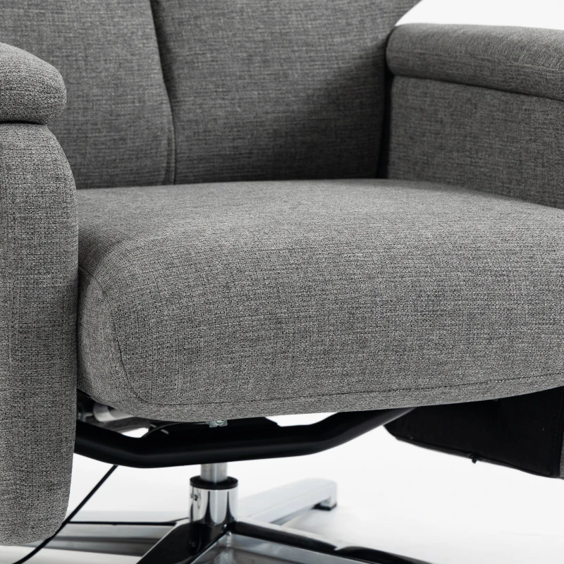 HOMCOM Handmatig verstelbare relaxstoel, loungestoel met hocker, donkergrijs