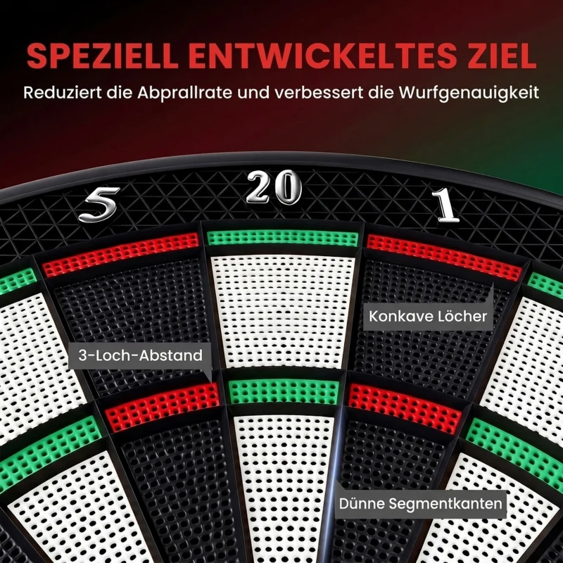 HOMCOM Elektronische Dartscheibe Dartboard mit Englische Sprachansagen LED-Anzeigen 6 Darts 24 Dartköpfe 18 Spiele 159 Varianten Dartautomat Dartscheibe Set für bis zu 8 Spieler