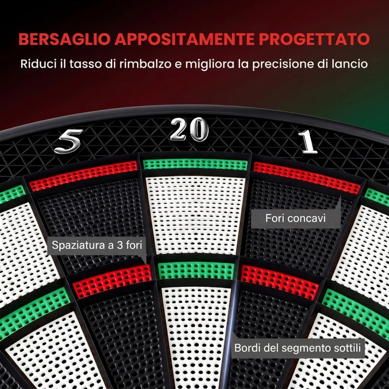 HOMCOM Bersaglio Freccette Elettronico in Plastica con 6 Freccette, Effetti Sonori e Visivi, 44 x 50 x 3.2cm, Nero