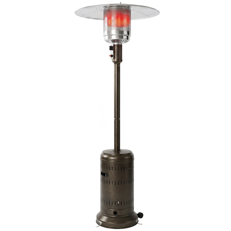 Outsunny Chauffage Extérieur Terrasse Portable 13 kW, Niveaux de Chauffe Réglables, Anti-Basculement, 82x82x223cm, Marron Foncé