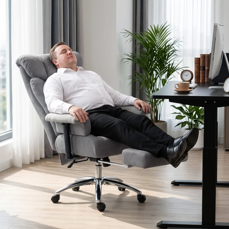 HOMCOM Big and Tall Office Chair, 250 kg Heavy Duty Executive Desk Chair with Adjustable Armrests and High Back, Dark Grey