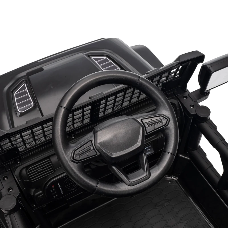 AIYAPLAY 12V Electric Car for Kids with Remote, Dual Motors, Rear Suspension, Soft Start, Music, Lights for 3-8 Years, Black