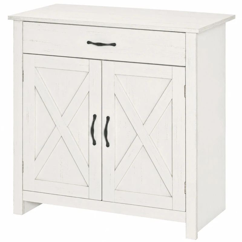 HOMCOM Aparador de Cozinha com 1 Gaveta e Prateleira Interior Ajustável Móvel Auxiliar Decorativo 80x39,7x80 cm Branco