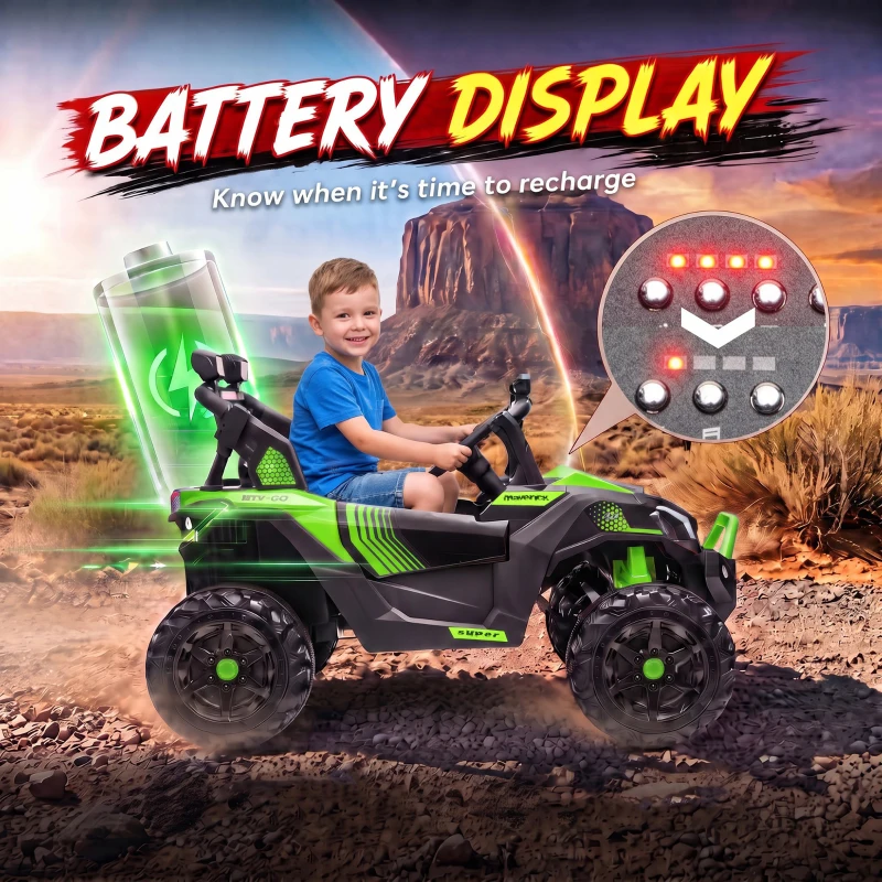 AIYAPLAY 24V 2 Seater Ride On Truck Car for Big Kids with Remote Control, Dual Motors, 4-Wheel Suspension for Ages 3-8, Green