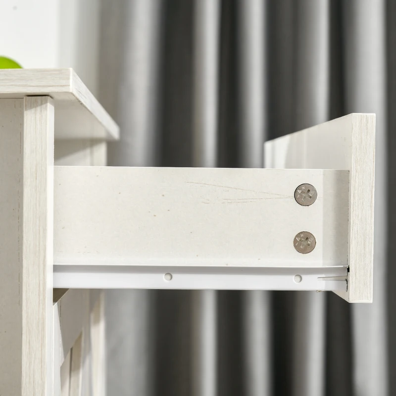 HOMCOM Aparador de Cocina con Cajón 2 Puertas y Estante Interior Mueble Auxiliar Decorativo 80x39,7x80 cm Blanco Lavado