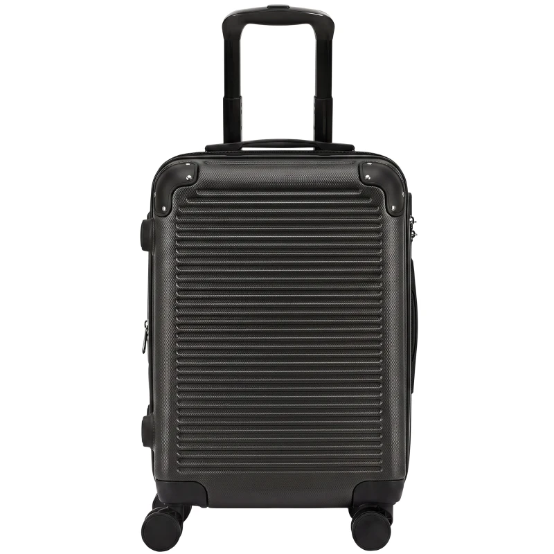 HOMCOM Troller Rigid Mic 40 L din ABS, Extensibil, 4 Roți Pivotante, Colțuri de Protecție, 56x36x24 cm, Negru