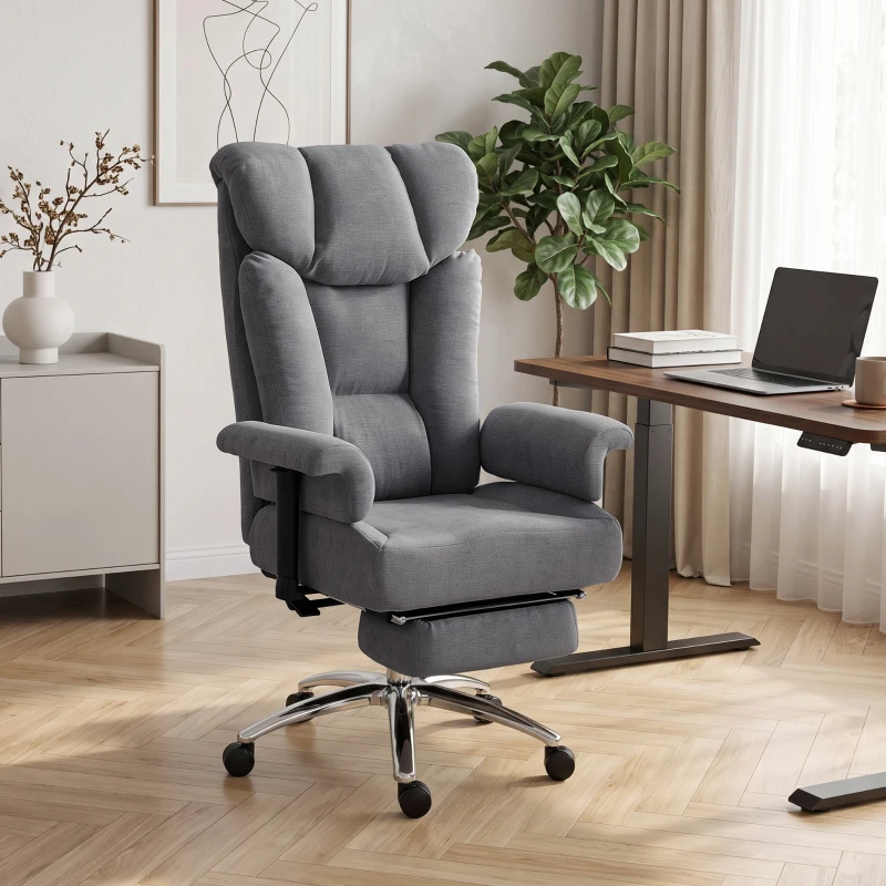 HOMCOM Big and Tall Office Chair, 250 kg Heavy Duty Executive Desk Chair with Adjustable Armrests and High Back, Dark Grey
