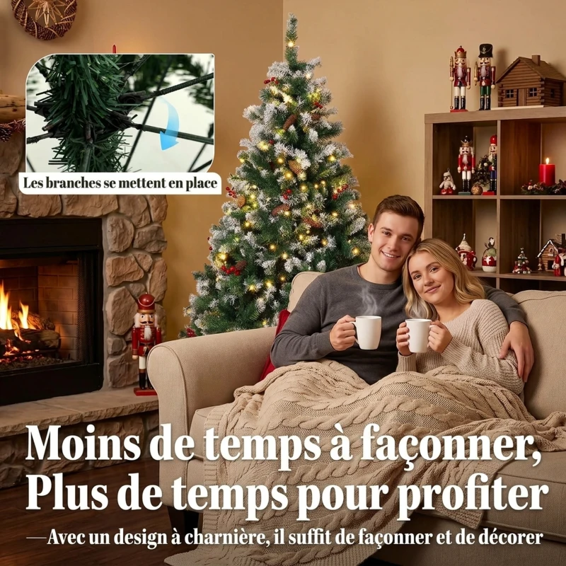 HOMCOM Sapin de Noël Artificiel Lumineux et Enneigé 120cm, Arbre de Noël, Télécommande, 11 Modes d'Éclairage, 150 LED, Vert