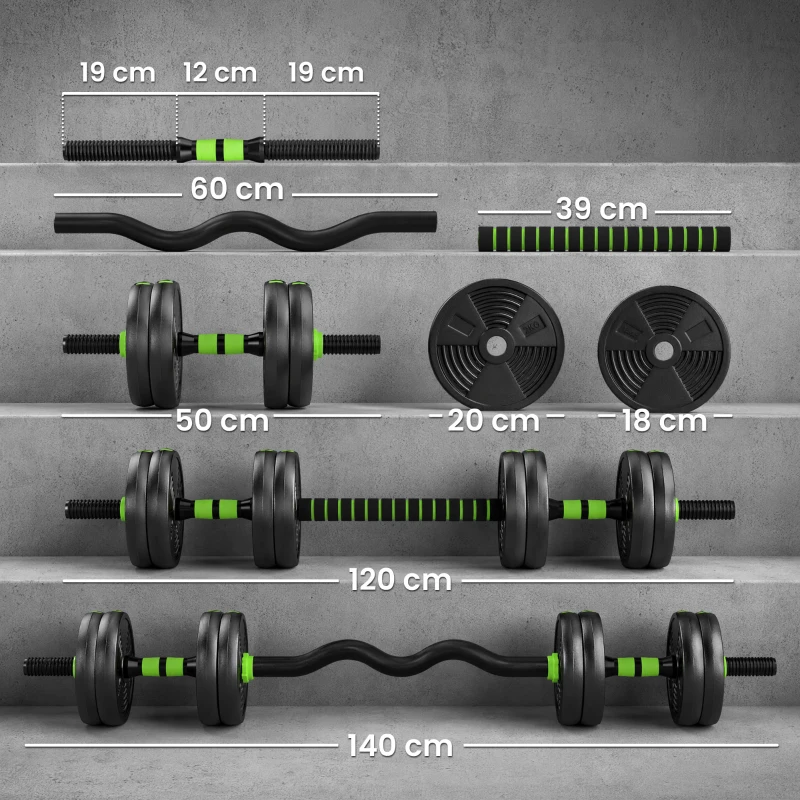 SPORTNOW Hantelset verstellbar 15 KG Kurzhantel Set Kurzhanteln Langhanteln Hanteln Set für Krafttraining