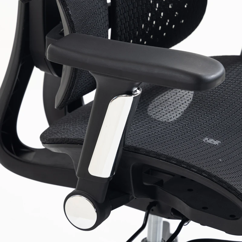 HOMCOM Ergonomic Office Chair with Lumbar Support, Mesh Reclining Desk Chair with Footrest, Adjustable High Back, Black