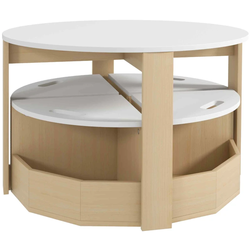 AIYAPLAY Five-Piece Kids Table and Chairs Set with Storage, for Ages 3-8 Years, White