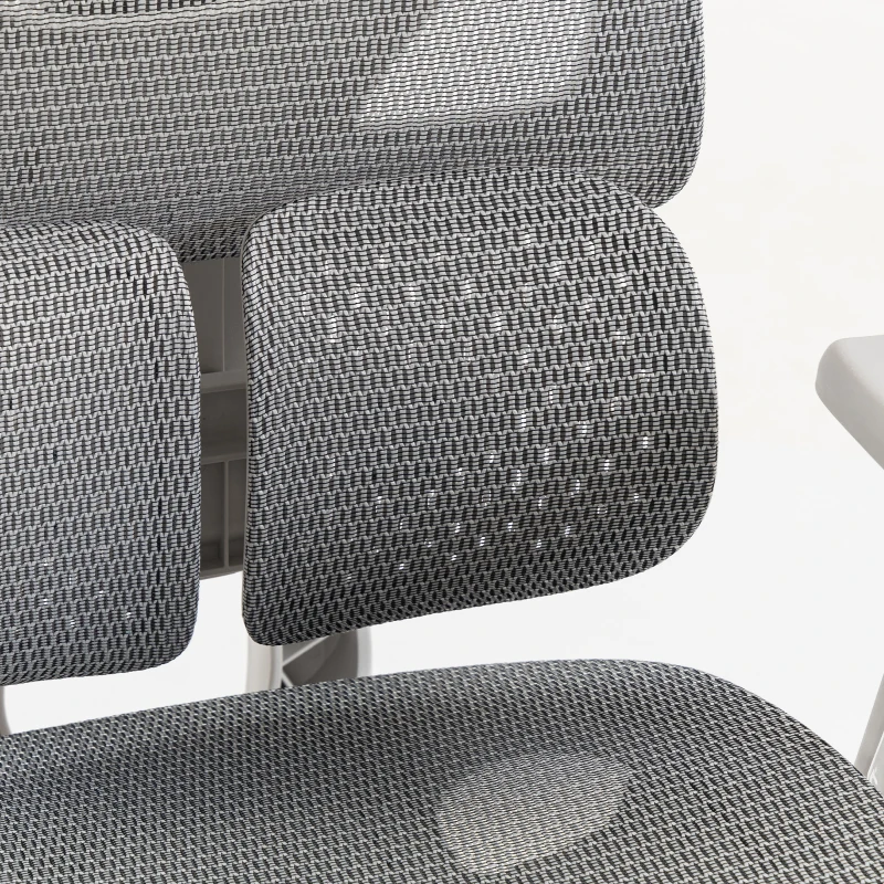 HOMCOM Ergonomic Office Chair with Lumbar Support, Mesh Reclining Desk Chair with Footrest, Adjustable High Back, Grey