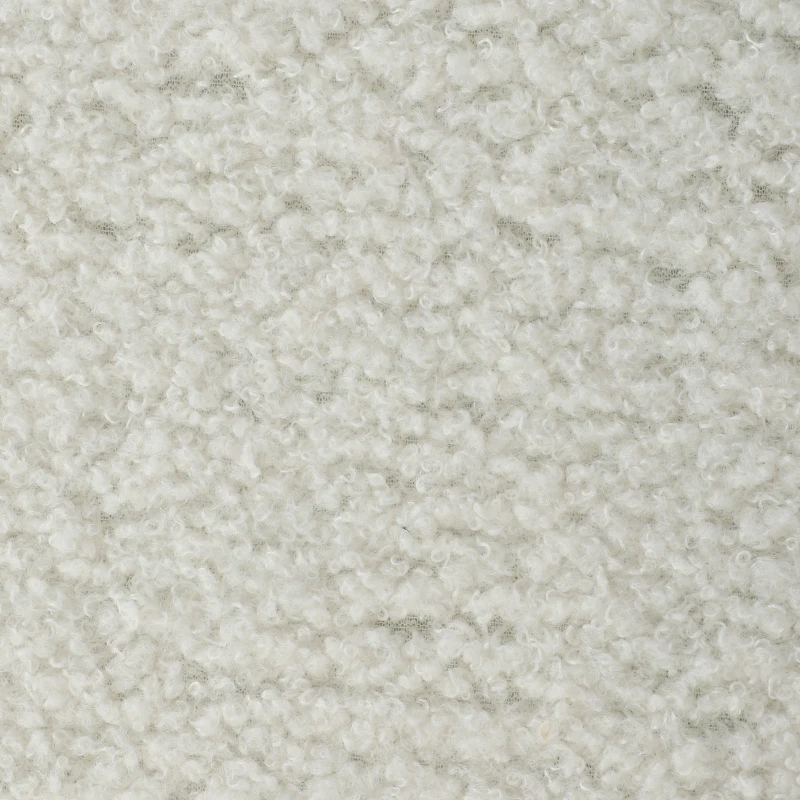 HOMCOM Repose pied salon, tabouret ottoman rond rembourré en peluche Teddy, pour chambre à coucher, entrée, Ø 40 x 45 cm, blanc