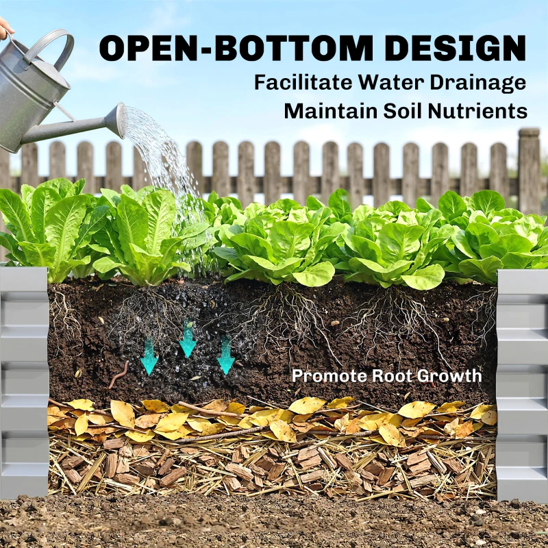 Outsunny Square Raised Garden Bed Box with Weatherized Steel Frame for Vegetables, Flowers, & Herbs, 120 x 120 x 30cm, Silver Tone
