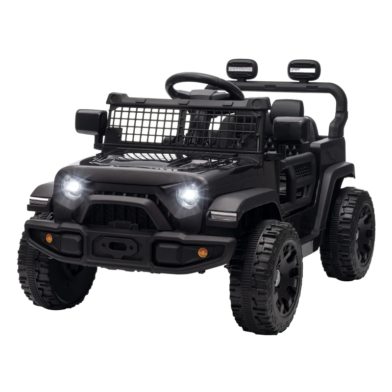 AIYAPLAY 12V Electric Car for Kids with Remote, Dual Motors, Rear Suspension, Soft Start, Music, Lights for 3-8 Years, Black