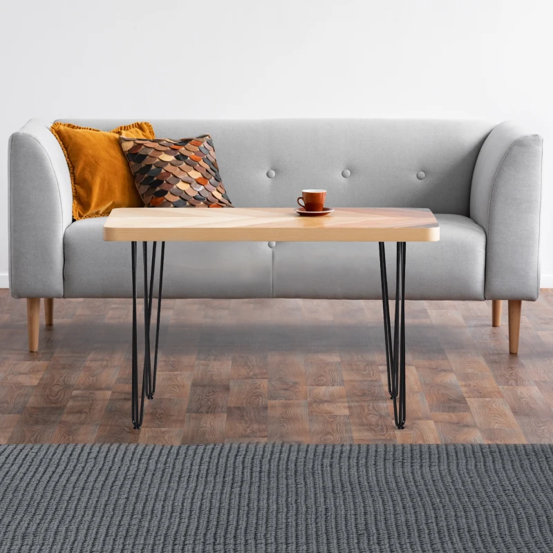 HOMCOM Conjunto de 4 Patas para Mesa de Estilo Industrial y Diseño Horquilla con Protectores Anti-arañazos de Goma 12x12x71cm Tornillos de Montaje Incluidos Negro