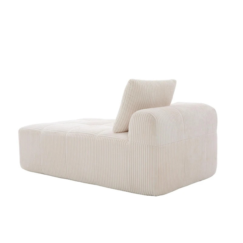 Bequemes Cordsofa mit Rückenlehne, seitlichen Aufbewahrungstaschen für Fernbedienung und Handy, eingebauter Getränkehalter, 158X93X61 cm, Beige